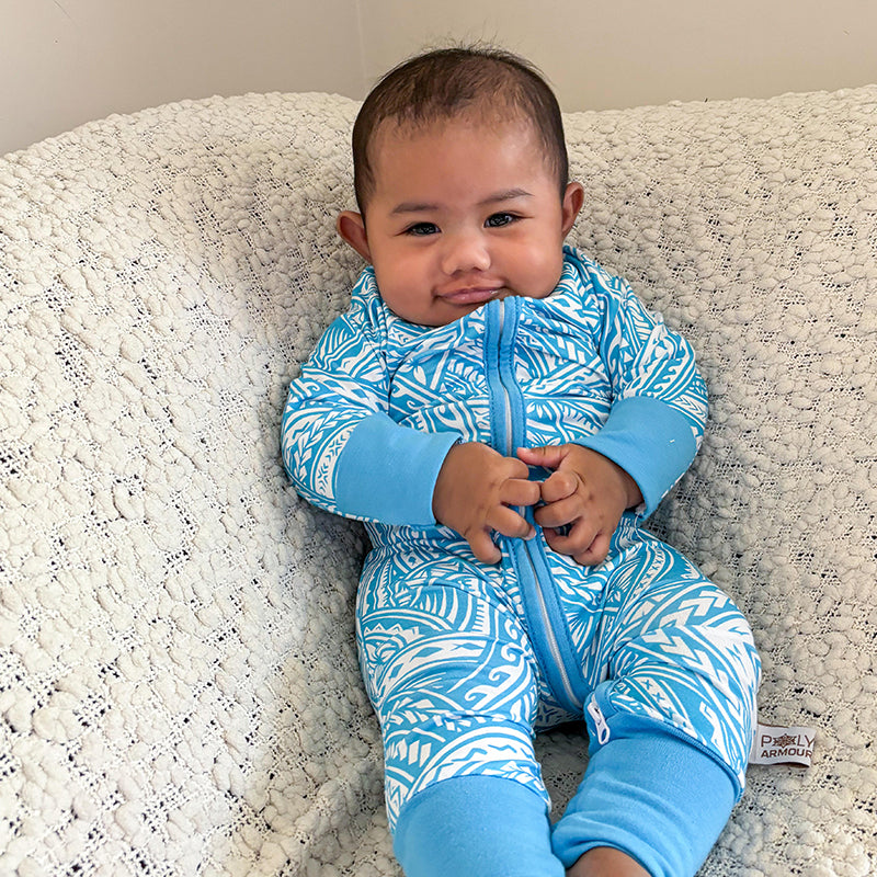 Ocean Long Sleeve Onesie - Blue