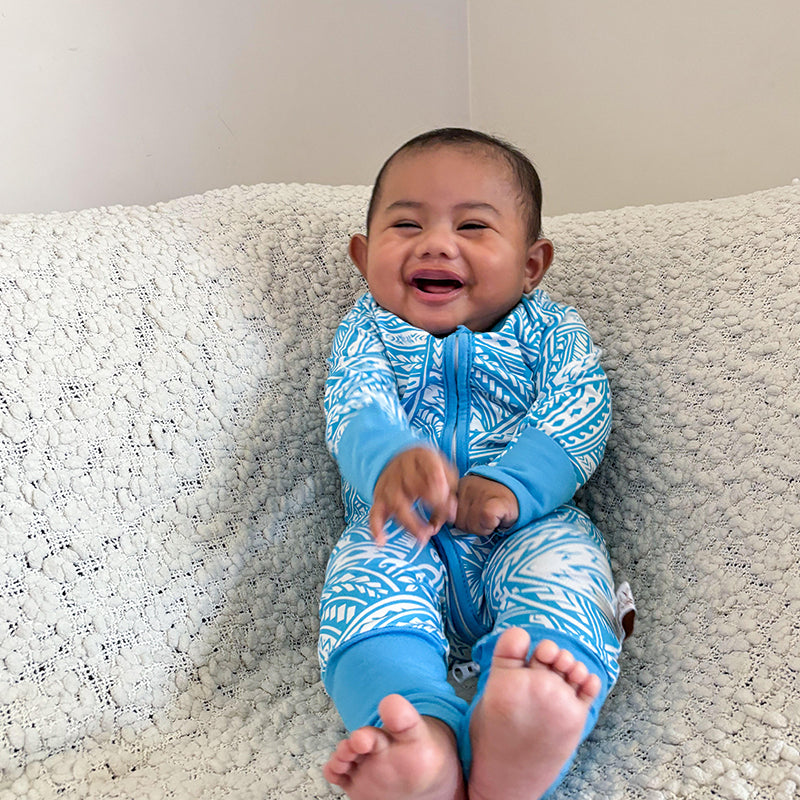 Ocean Long Sleeve Onesie - Blue