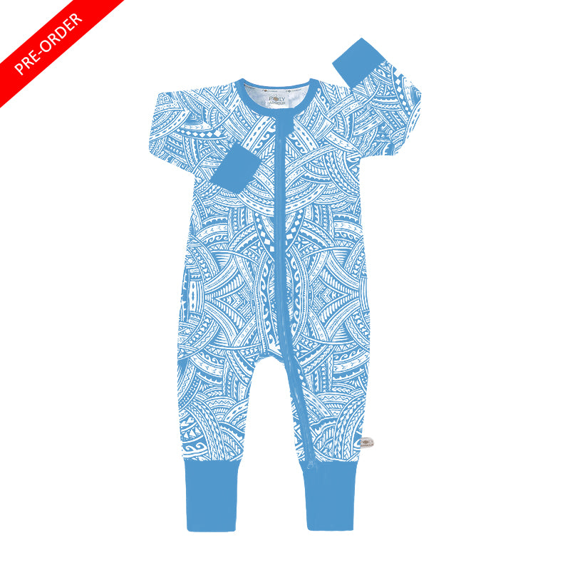 Polynesian Inspired Long Sleeve Onesie - Blue – Poly Armour