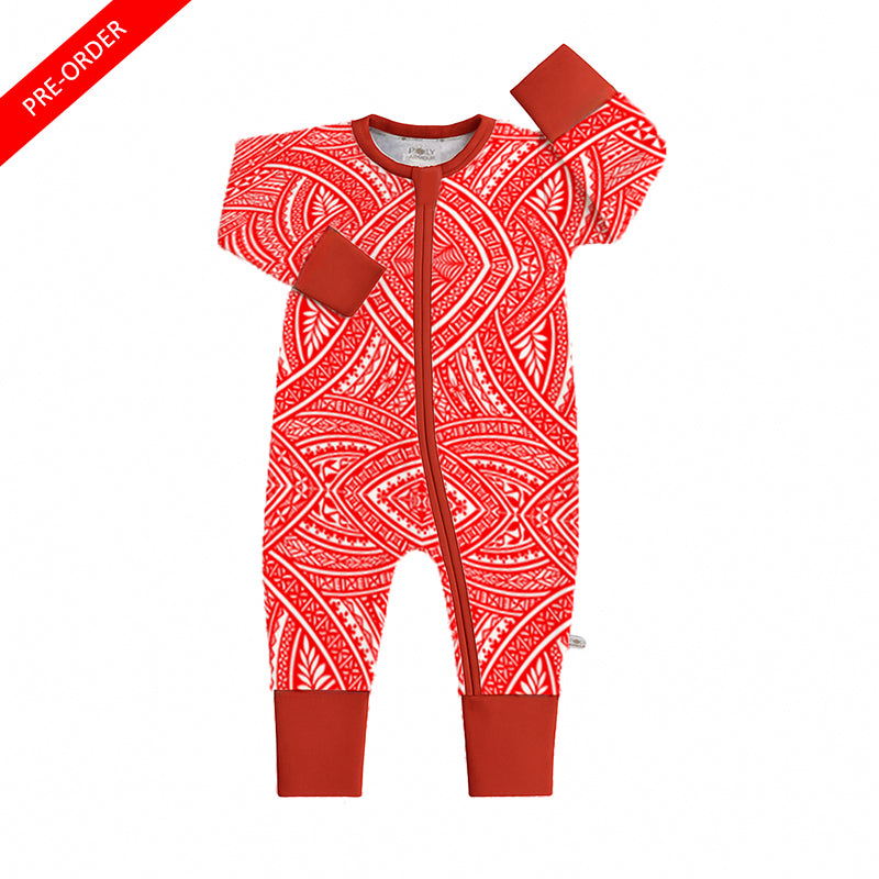 Long Sleeve Tongan Premium Onesie Red (Pre-order)
