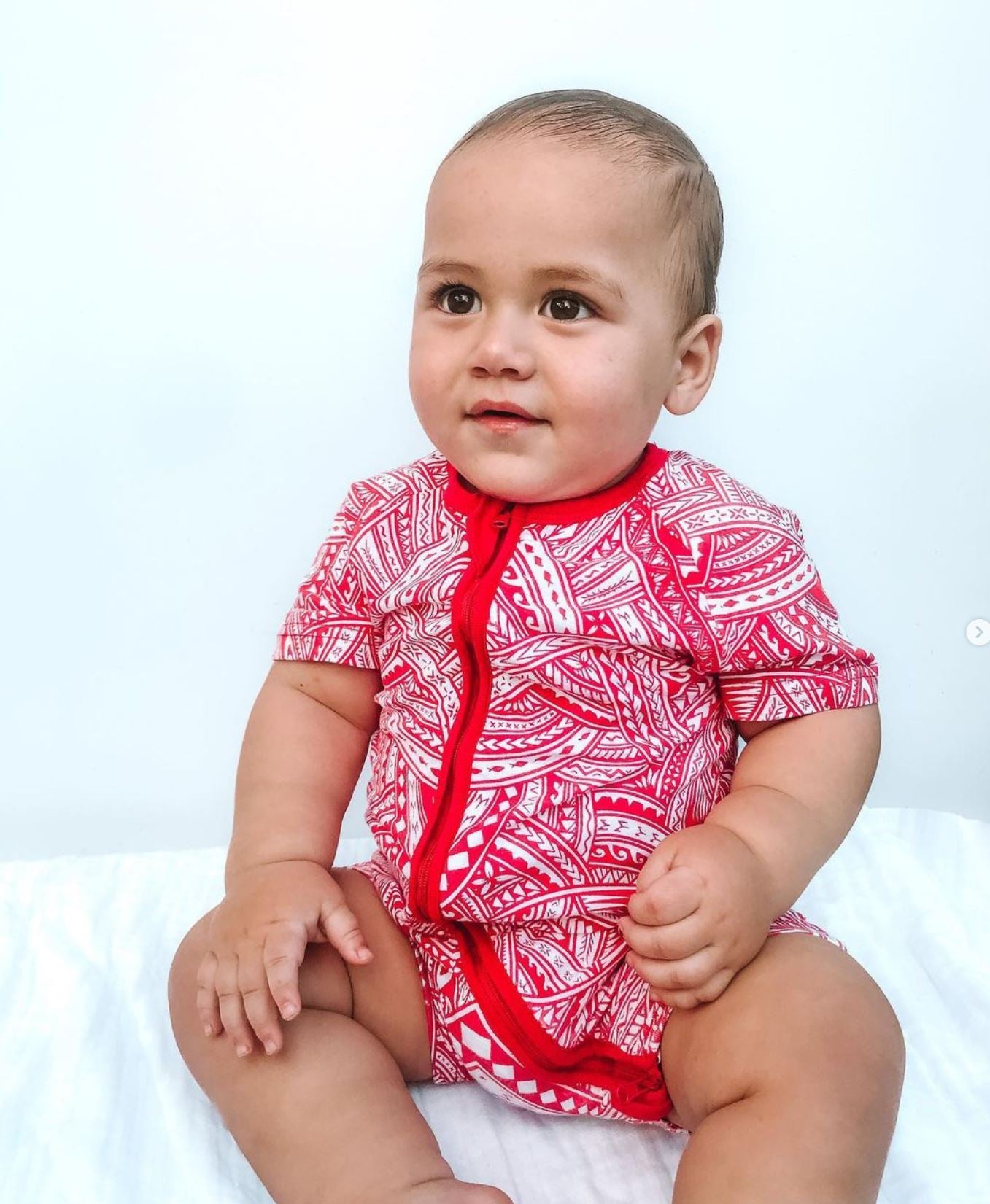 Short Sleeve Onesie Mumu Red