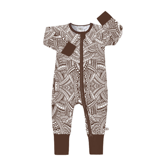 Gabriella Long Sleeve Onesie - Brown