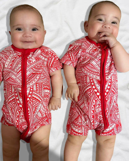 Short Sleeve Onesie Mumu Red